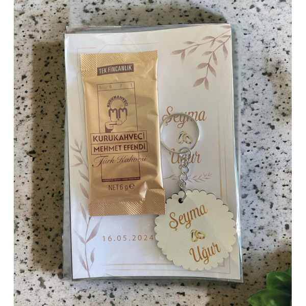 Söz, Nişan, Kız İsteme Kahve ve Anahtarlık Kart Hediyelik 30 Adet (006)