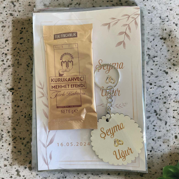 Söz, Nişan, Kız İsteme Kahve ve Anahtarlık Kart Hediyelik 30 Adet (006)