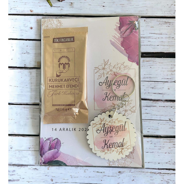 Söz, Nişan, Kız İsteme Kahve ve Anahtarlık Kart Hediyelik 30 Adet (004)