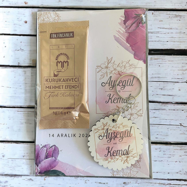 Söz, Nişan, Kız İsteme Kahve ve Anahtarlık Kart Hediyelik 30 Adet (004)