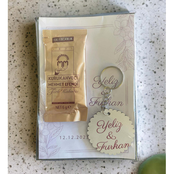 Söz, Nişan, Kız İsteme Kahve ve Anahtarlık Kart Hediyelik 30 Adet (008)