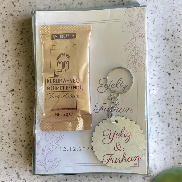 Söz, Nişan, Kız İsteme Kahve ve Anahtarlık Kart Hediyelik 30 Adet (008)
