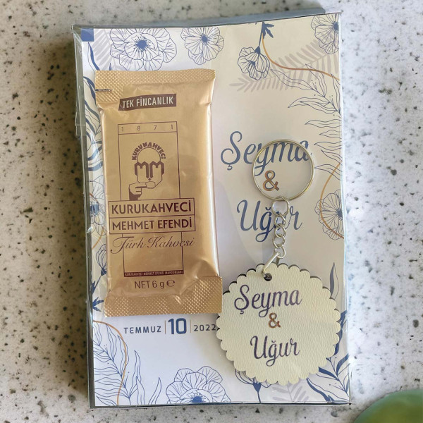 Söz, Nişan, Kız İsteme Kahve ve Anahtarlık Kart Hediyelik 30 Adet (005)