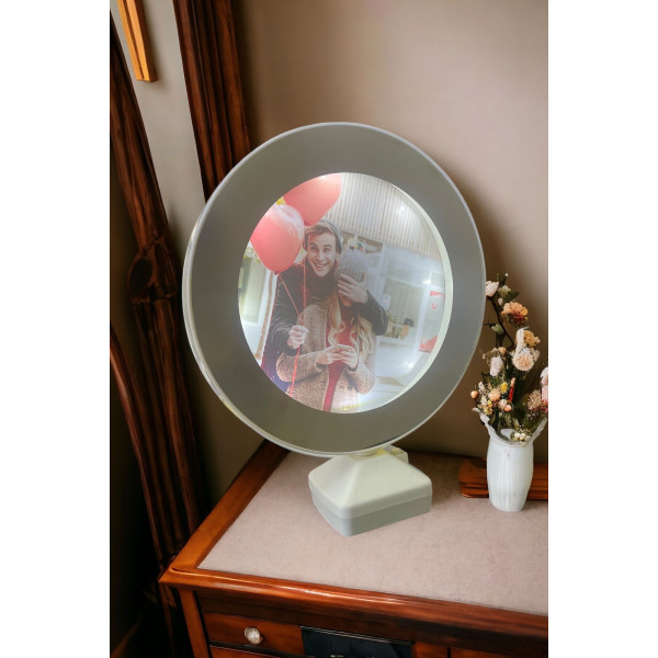 Sihirli Ayna Ledli Fotoğraf Çerçevesi Yuvarlak