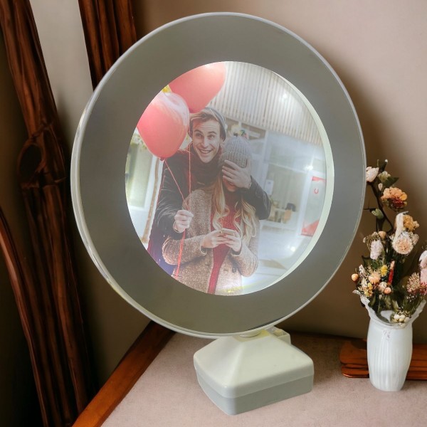 Sihirli Ayna Ledli Fotoğraf Çerçevesi Yuvarlak