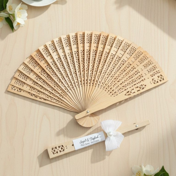 Söz - Nişan - Nikah Hediyesi Ahşap Yelpaze