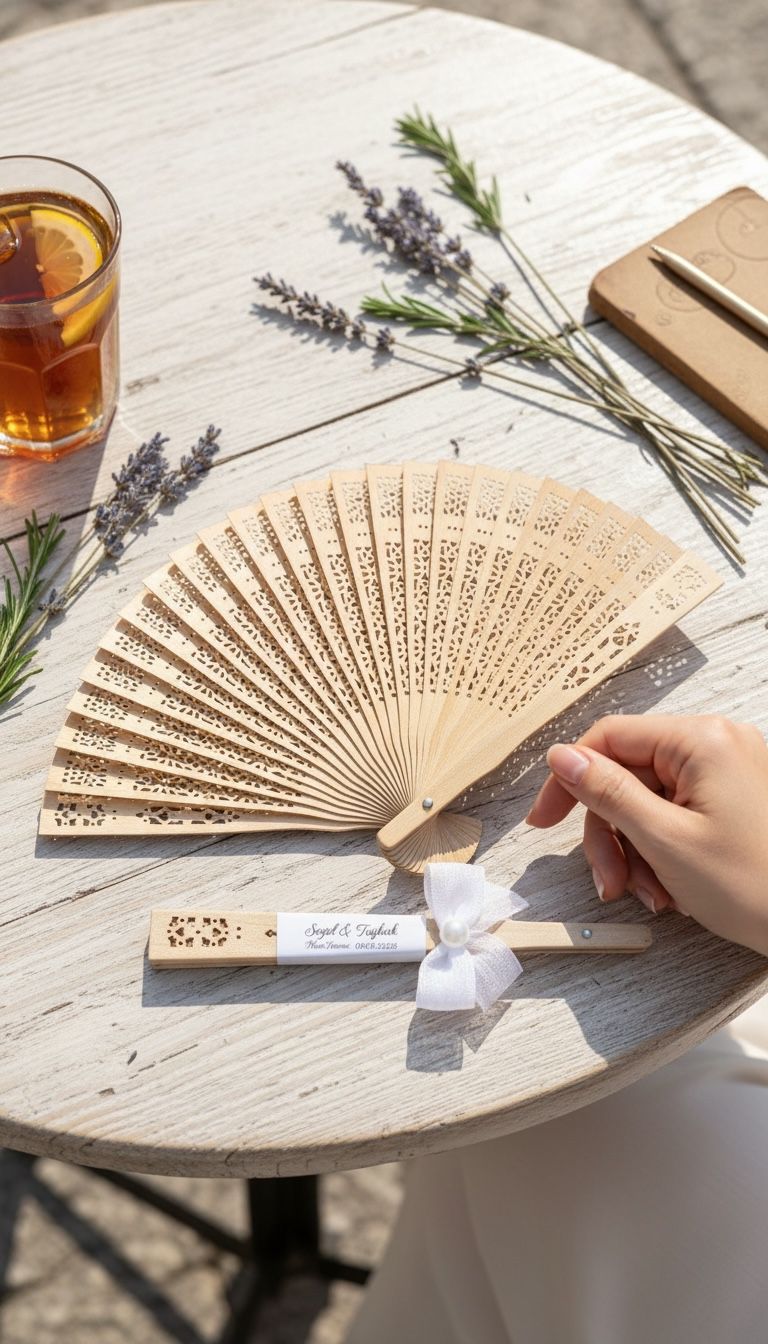 Söz - Nişan - Nikah Hediyesi Ahşap Yelpaze