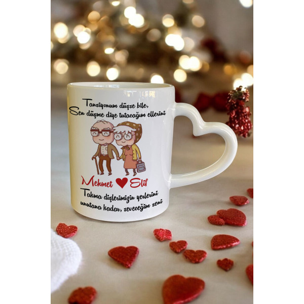 Sevgiliye Hediye Kalp Kulp Kupa Bardak