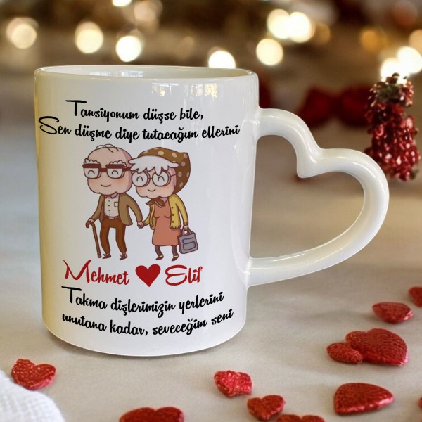 Sevgiliye Hediye Kalp Kulp Kupa Bardak