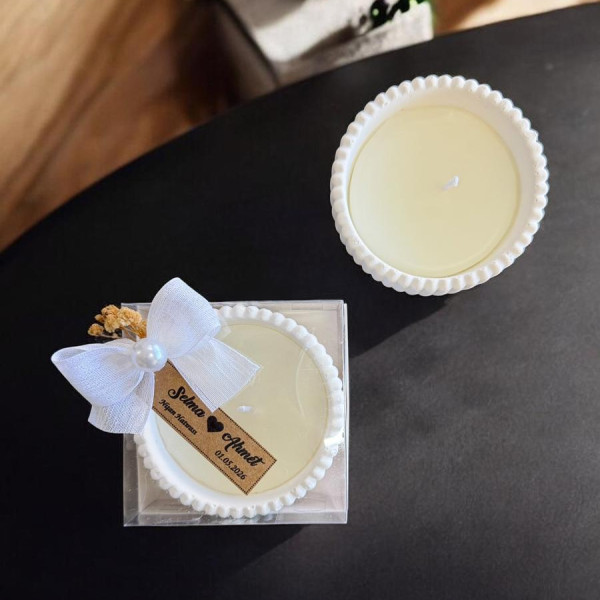 Söz - Nişan - Nikah Hediyesi Dekoratif Beton Kalıplı Mum