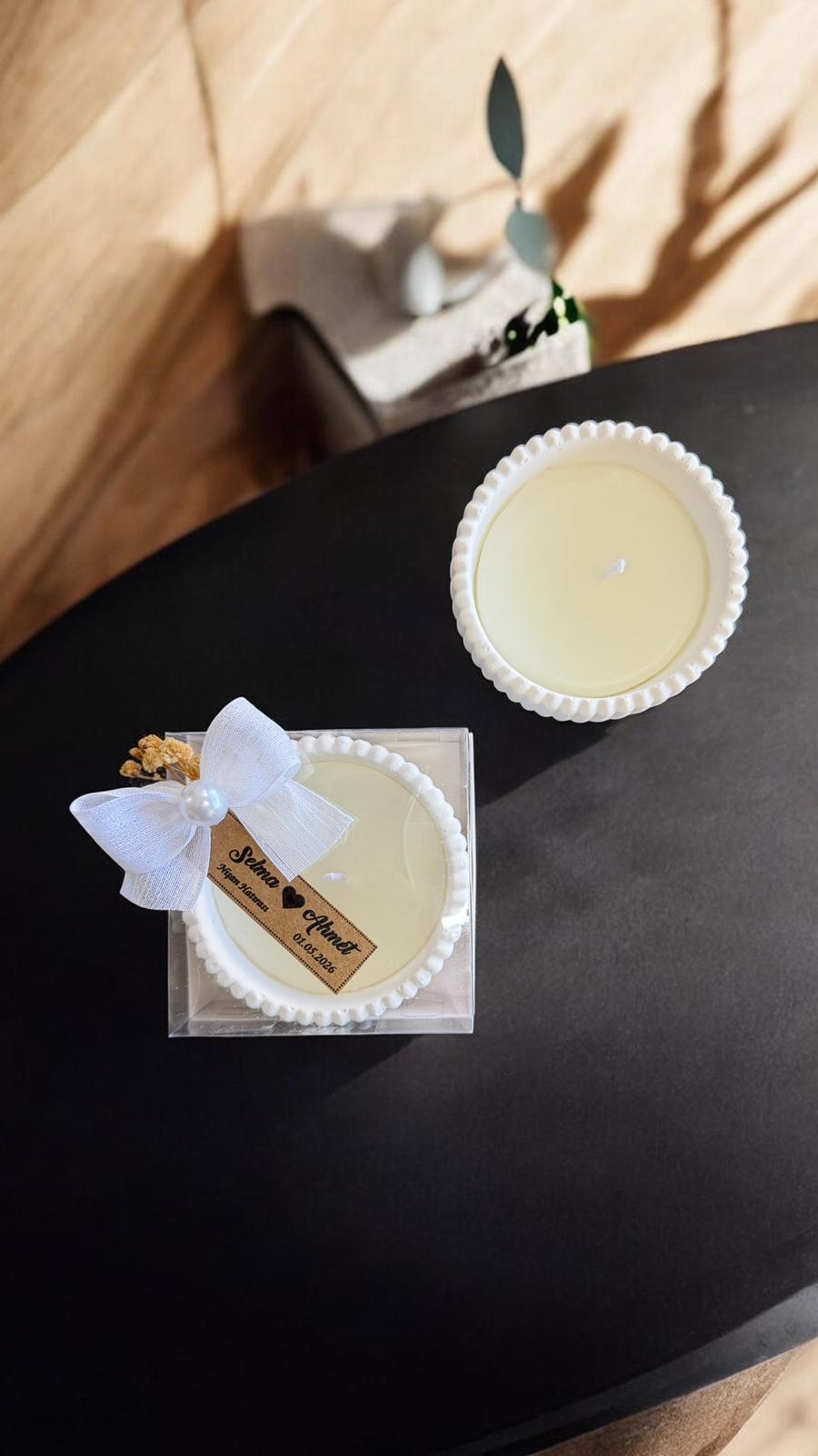 Söz - Nişan - Nikah Hediyesi Dekoratif Beton Kalıplı Mum