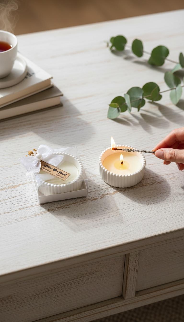 Söz - Nişan - Nikah Hediyesi Dekoratif Beton Kalıplı Mum