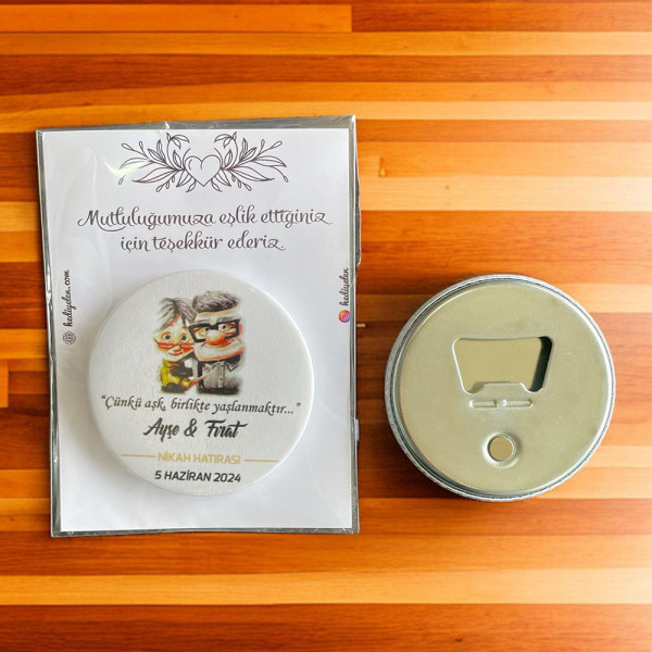 Nişan, Nikah, Düğün Hediyesi Buton Açacak Magnet Kart ve Ambalajlı Tek Tek (btnmg1)