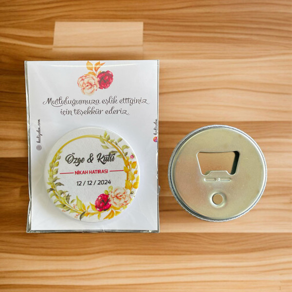 Nişan, Nikah, Düğün Hediyesi Buton Açacak Magnet Kart ve Ambalajlı Tek Tek (btnmg10)