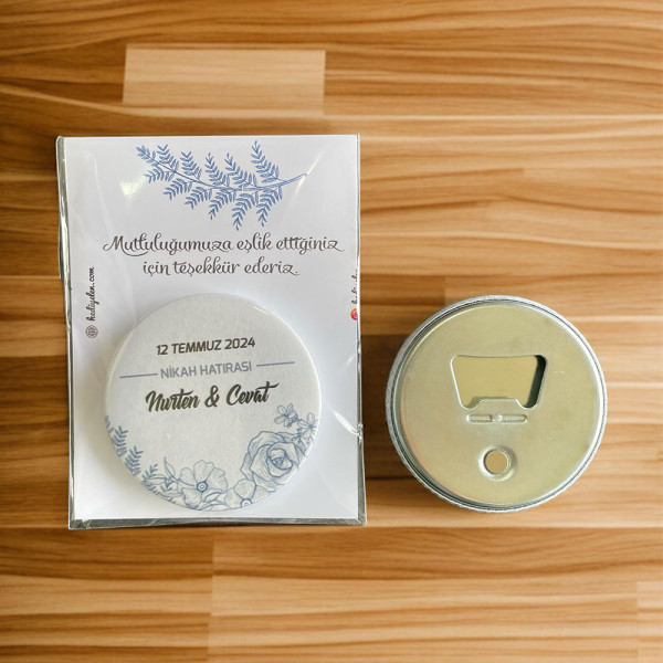 Nişan, Nikah, Düğün Hediyesi Buton Açacak Magnet Kart ve Ambalajlı Tek Tek (btnmg11)