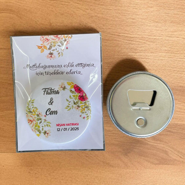 Nişan, Nikah, Düğün Hediyesi Buton Açacak Magnet Kart ve Ambalajlı Tek Tek (btnmg13)