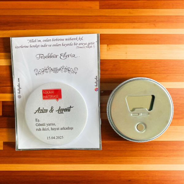 Nişan, Nikah, Düğün Hediyesi Buton Açacak Magnet Kart ve Ambalajlı Tek Tek (btnmg2)