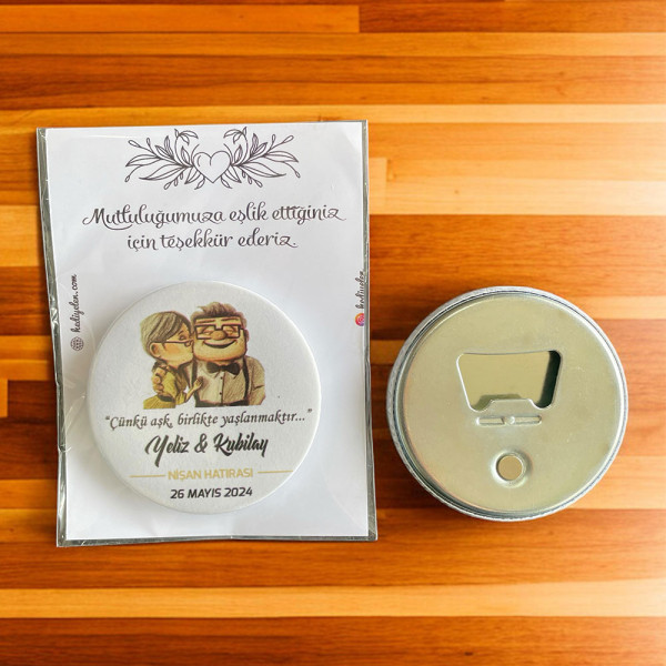 Nişan, Nikah, Düğün Hediyesi Buton Açacak Magnet Kart ve Ambalajlı Tek Tek (btnmg3)