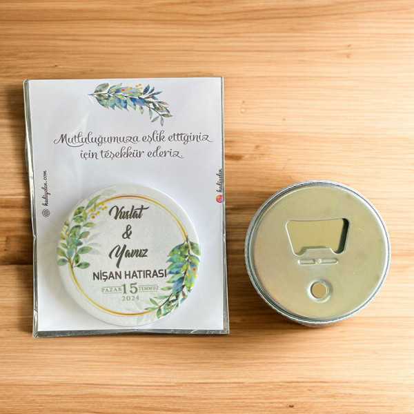 Nişan, Nikah, Düğün Hediyesi Buton Açacak Magnet Kart ve Ambalajlı Tek Tek (btnmg6)