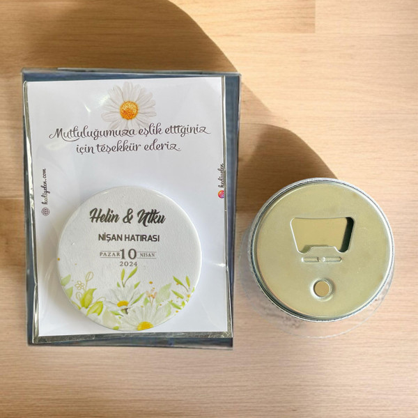 Nişan, Nikah, Düğün Hediyesi Buton Açacak Magnet Kart ve Ambalajlı Tek Tek (btnmg8)