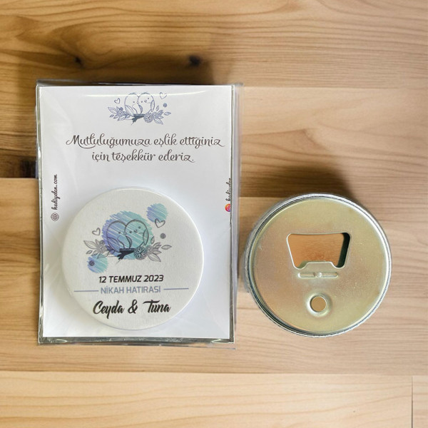 Nişan, Nikah, Düğün Hediyesi Buton Açacak Magnet Kart ve Ambalajlı Tek Tek (btnmg9)