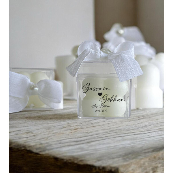 Söz - Nişan - Nikah Hediyesi Bubble Mum Mika Kutu İçinde (30Adet)