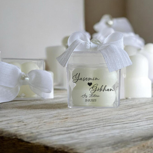 Söz - Nişan - Nikah Hediyesi Bubble Mum Mika Kutu İçinde (30Adet)