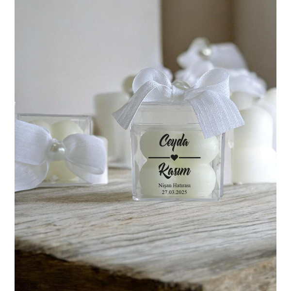 Nikah - Nişan - Söz Hediyesi Bubble Mum Mika Kutu İçinde Hediyelik (30 Adet)