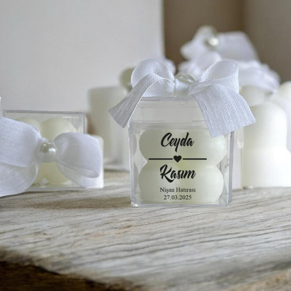 Nikah - Nişan - Söz Hediyesi Bubble Mum Mika Kutu İçinde Hediyelik (30 Adet)