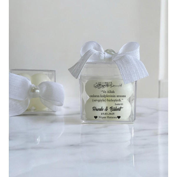 Nikah - Nişan - Söz Hediyesi Bubble Mum Mika Kutu İçinde (30 Adet)