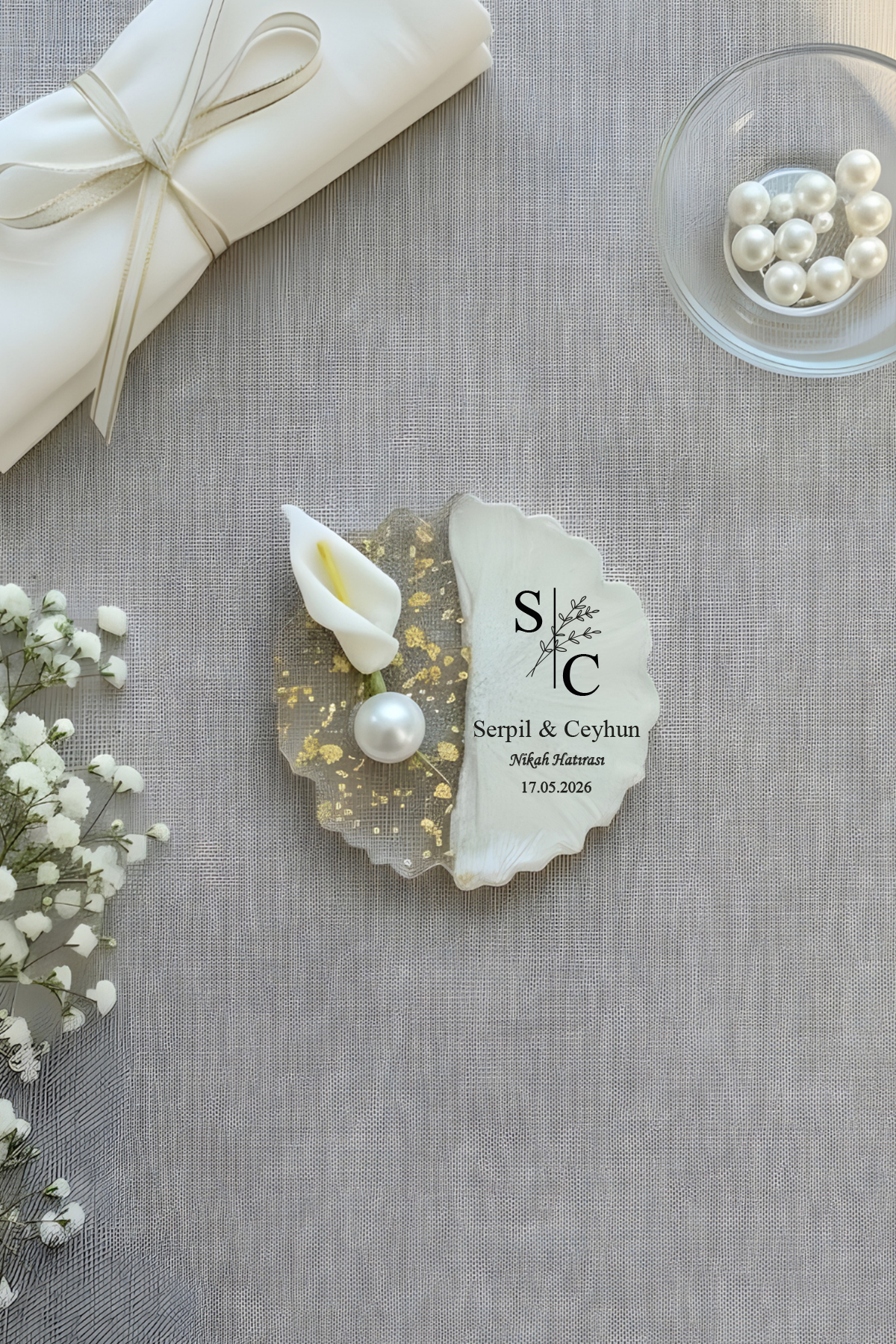 Epoksi Magnet Gala Çiçek Süslemeli Harf Model