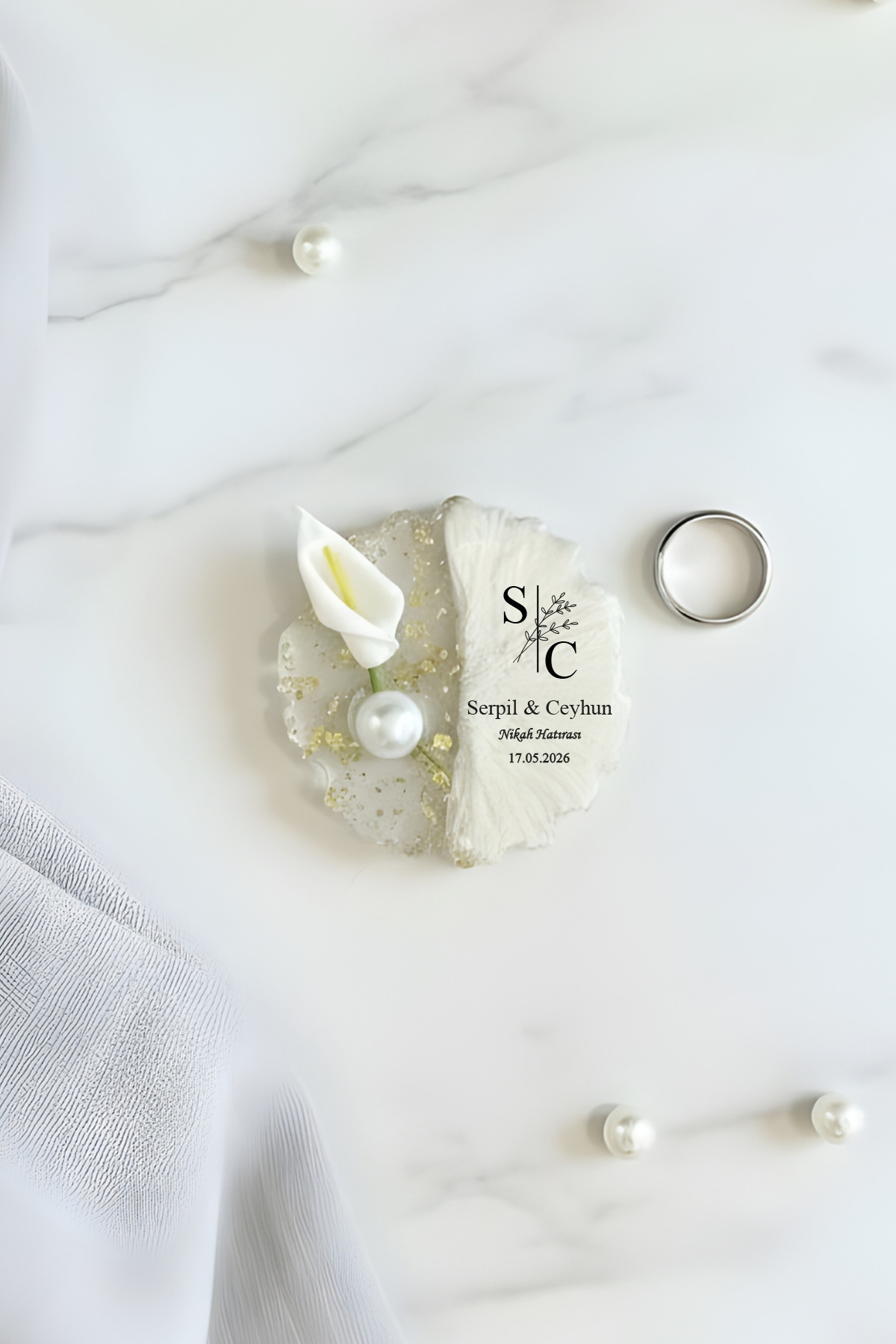 Epoksi Magnet Gala Çiçek Süslemeli Harf Model