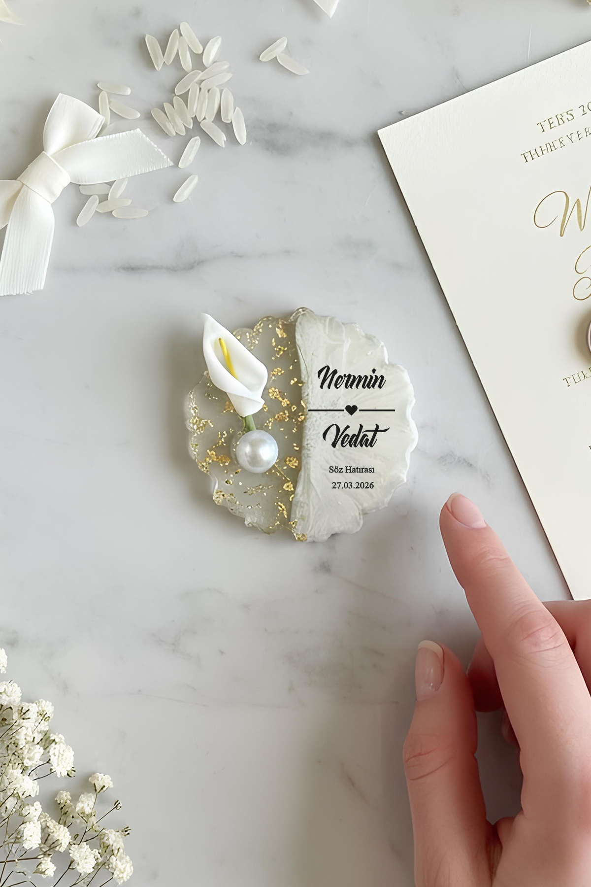  Epoksi Magnet Gala Çiçek Süslemeli 