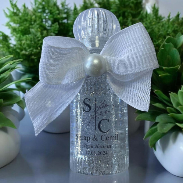 Söz - Nişan -Nikah Hediyesi Simli ve İncili Kolonya (30 Adet) 021