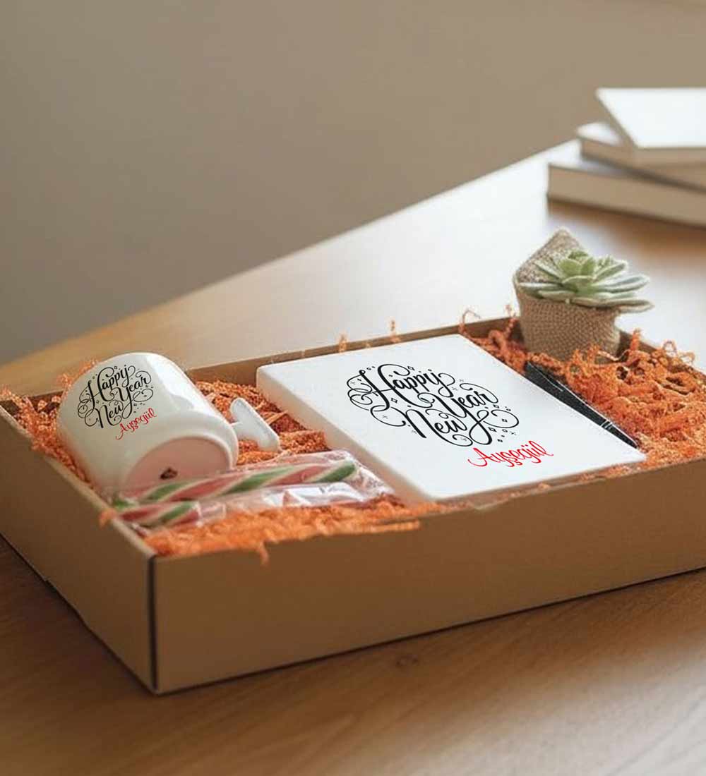 Yılbaşı Hediyesi Sukulentli Kişiye Özel Hediyelik Set