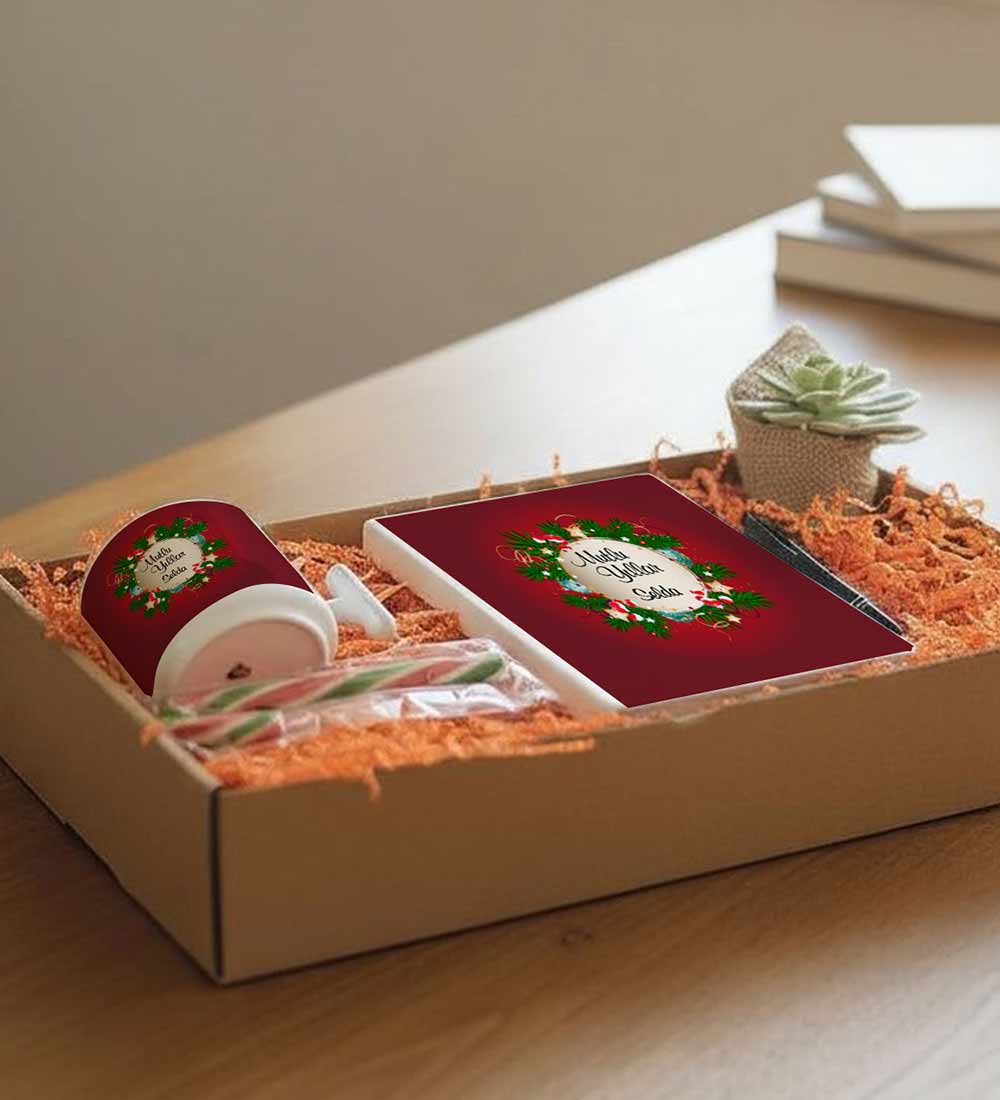 Yılbaşı Hediyesi Sukulentli Mutlu Yıllar İsimli Hediyelik Set