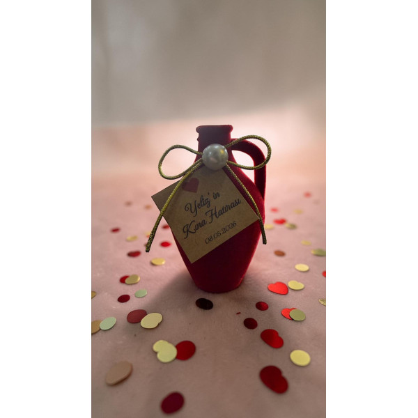 Kına Hediyesi Kadife Kaplı İçi Kınalı Mini Testi 