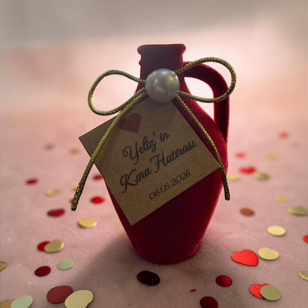 Kına Hediyesi Kadife Kaplı İçi Kınalı Mini Testi 