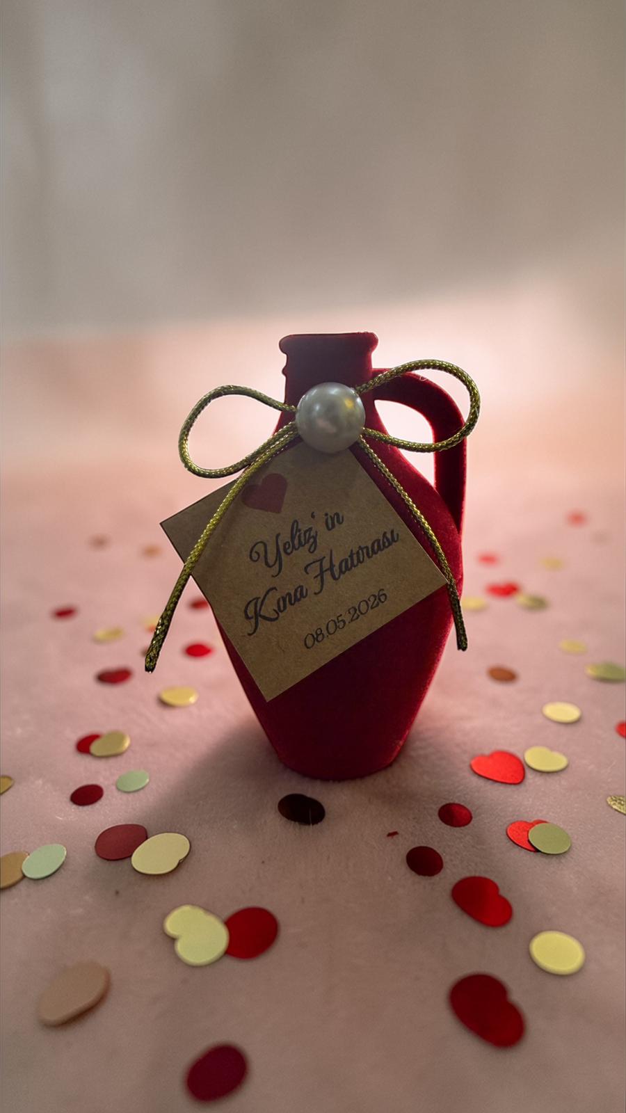 Kına Hediyesi Kadife Kaplı İçi Kınalı Mini Testi 