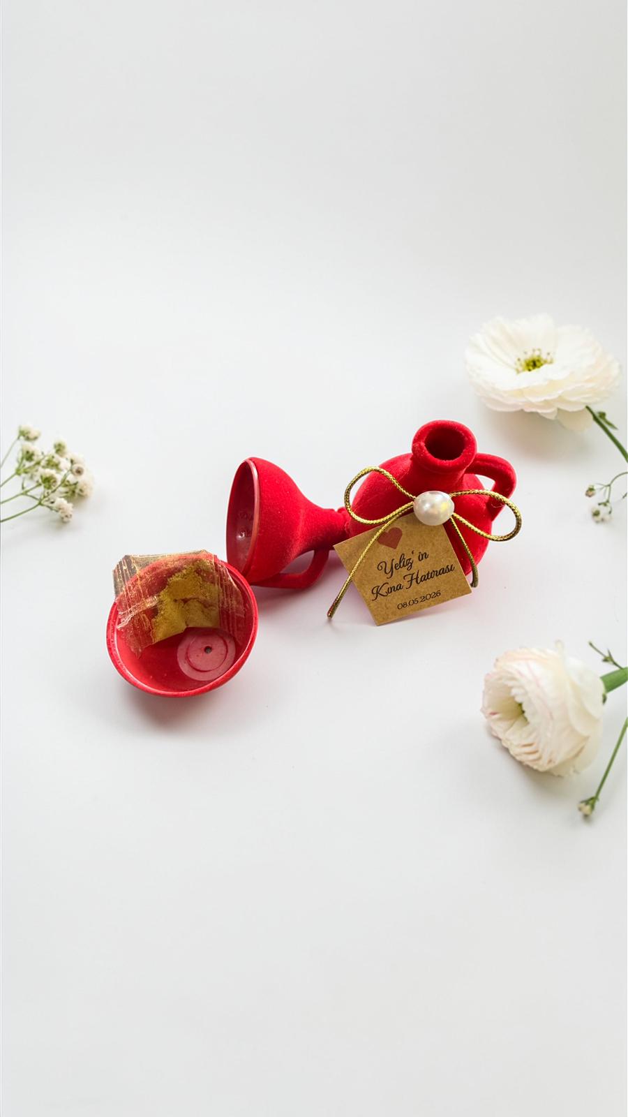 Kına Hediyesi Kadife Kaplı İçi Kınalı Mini Testi 