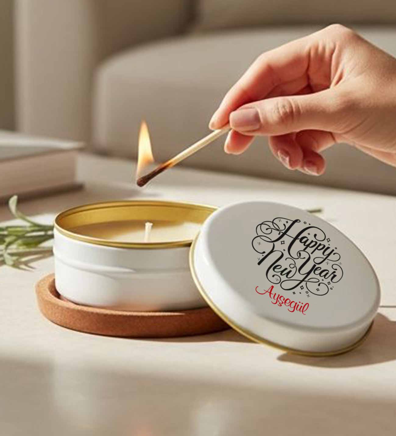 Yılbaşı Hediyesi Happy New Year İsimli Mum