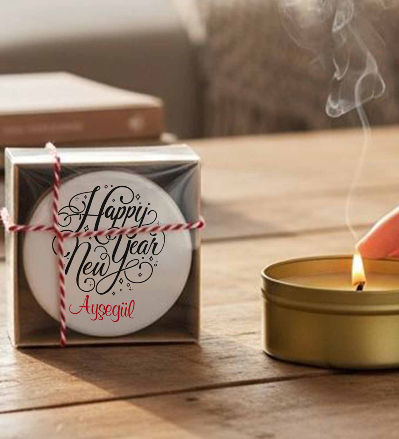 Yılbaşı Hediyesi Happy New Year İsimli Mum
