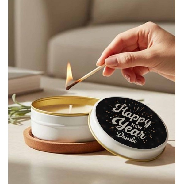 Yılbaşı Hediyesi Siyah Tasarımlı Kişiye Özel Mum