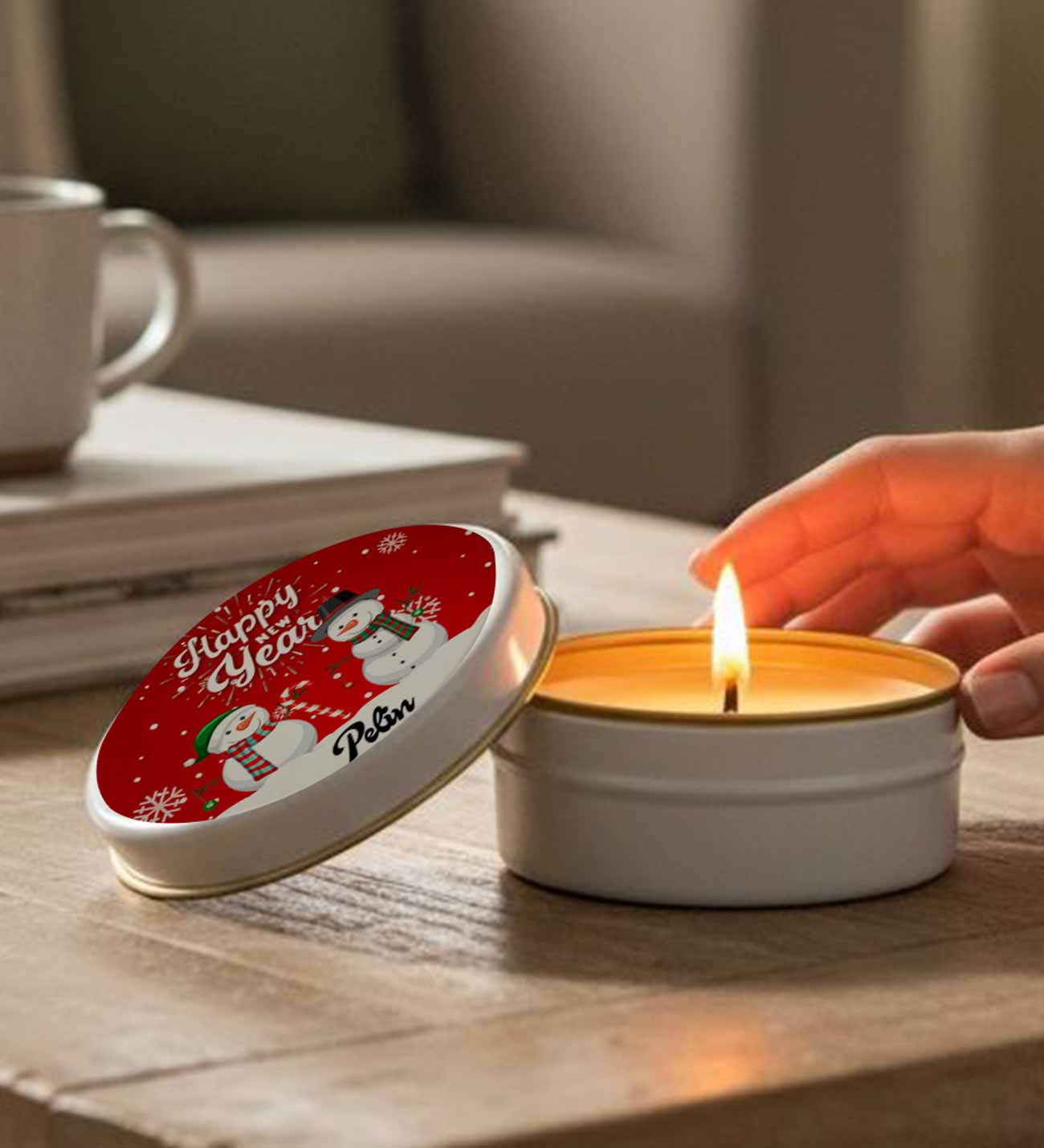 Yılbaşı Hediyesi Kardan Adam Tasarımlı İsimli Mum