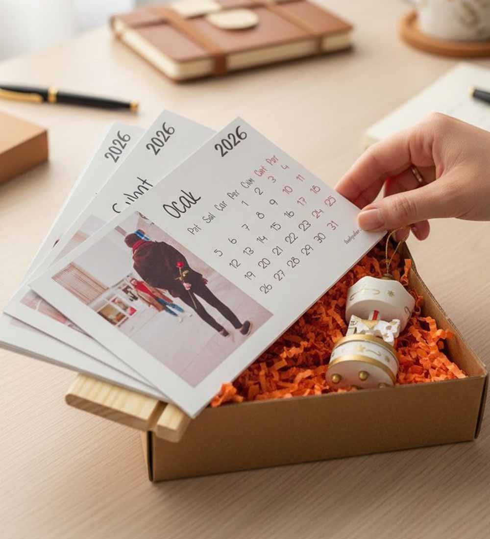 2026 Yılbaşı Hediyesi Fotoğraflı Masa Takvimi ve Atlı Karınca Hediye Seti