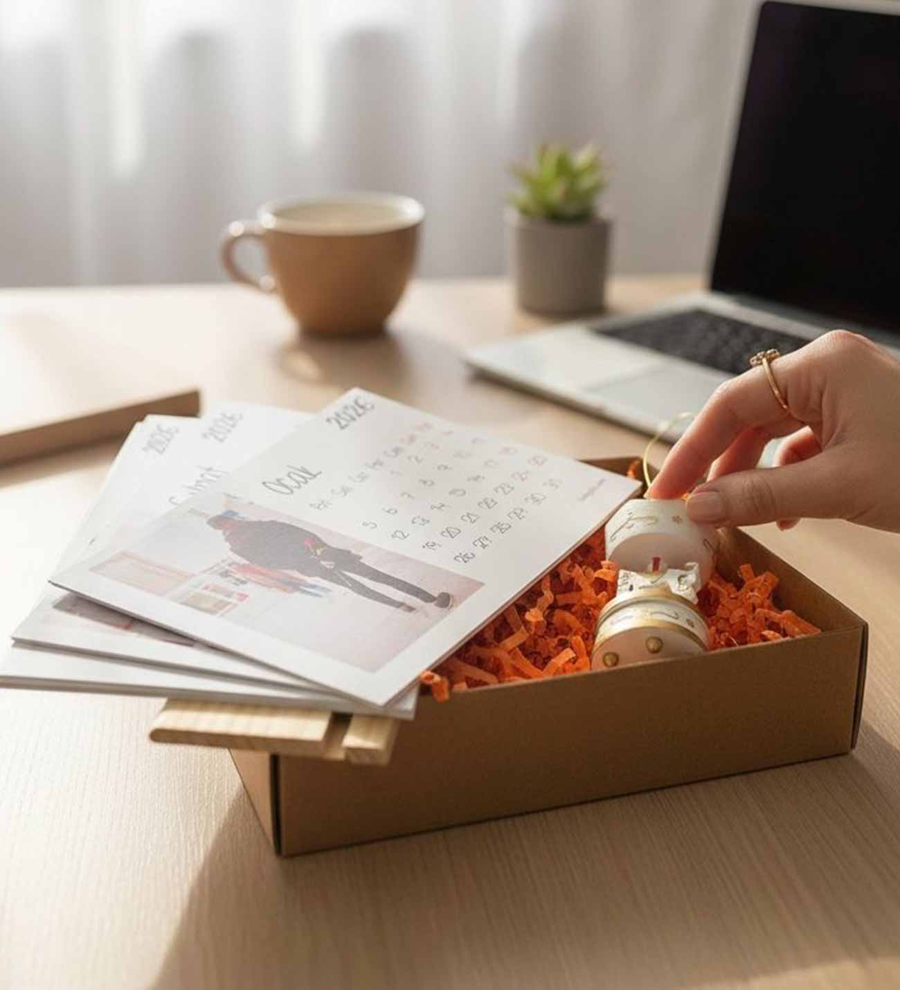 2026 Yılbaşı Hediyesi Fotoğraflı Masa Takvimi ve Atlı Karınca Hediye Seti