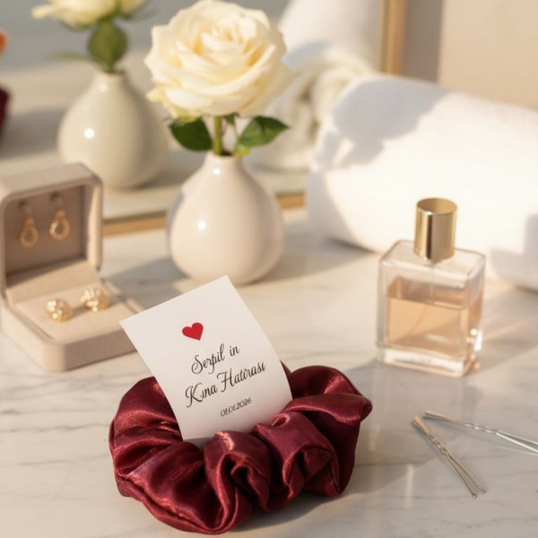 Kına Hatırası Hediyesi Saten Bordo Toka