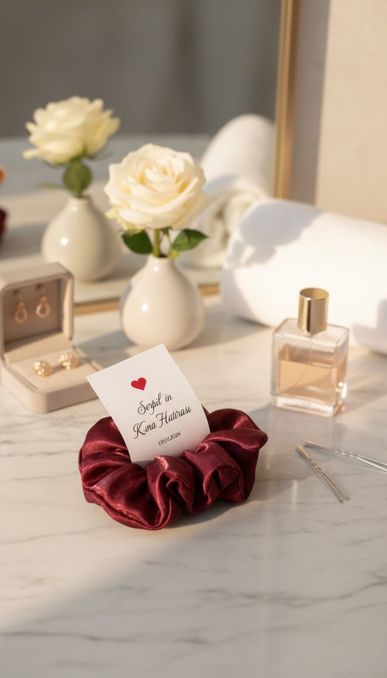 Kına Hatırası Hediyesi Saten Bordo Toka