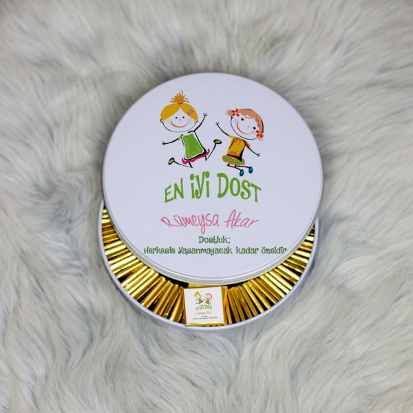 Arkadaşa Hediye Metal Kutuda Çikolata 100 Adet