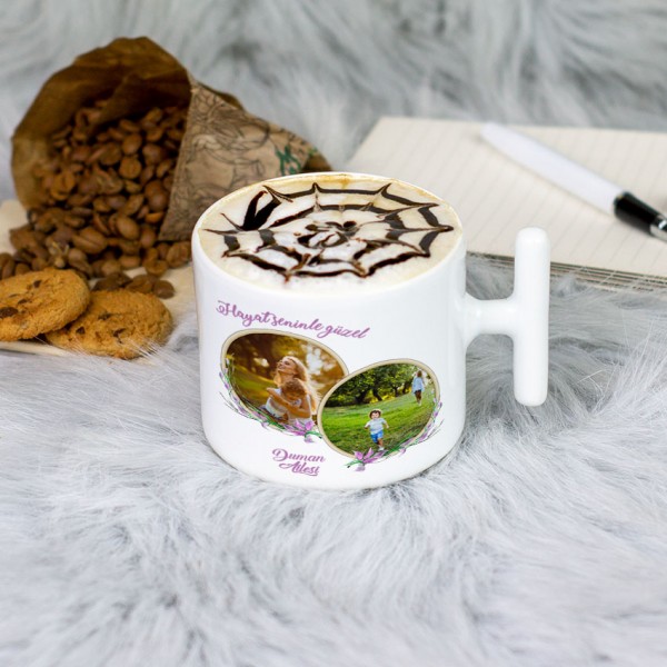 Hayat Seninle Güzel Fotoğraflı Latte Fincanı